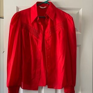 Lady Arrow Vintage Red Button-Up Blouse